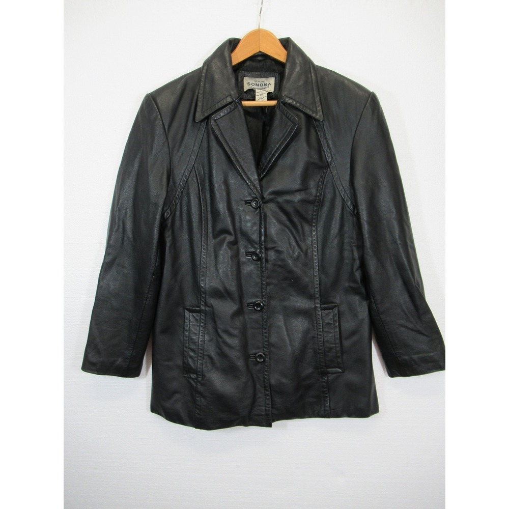 Vintage 90s Sonoma Leather Jacket Women Large Black